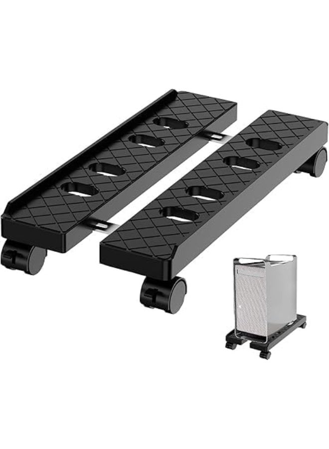 NANAO حامل وحدة المعالجة المركزية المحمول، حامل برج الكمبيوتر المعدني القابل للتعديل، حامل برج الكمبيوتر مع تهوية مزود بـ 4 عجلات قفل، حامل وحدة المعالجة المركزية تحت المكتب، عربة أرضية للكمبيوتر، رافع للكمبيوتر لمكتب الألعاب - أسود - Image 1