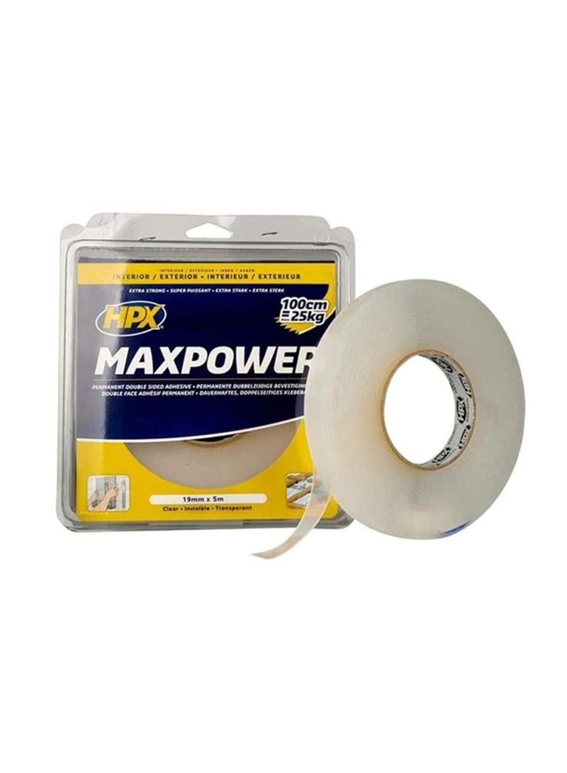 HPX Max Power Acrylic Outdoor Tape Transparent 19mm X 5m - Image 1