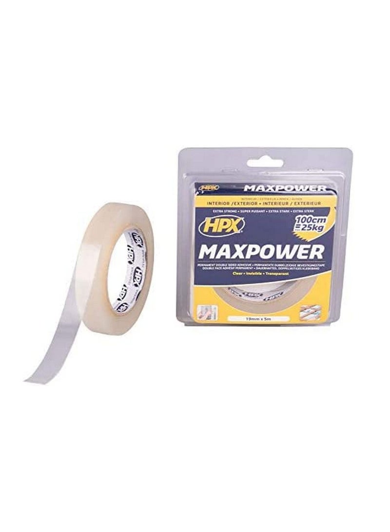 HPX Max Power Acrylic Outdoor Tape Transparent 19mm X 5m - Image 2