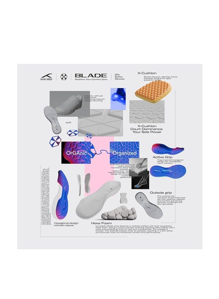 HUNDRED Blade Non-Marking Professional Badminton Shoes for Men | Material: TPU/Rubber | Suitable for Indoor Tennis/Squash/Table Tennis/Basketball & Padel - Image 3