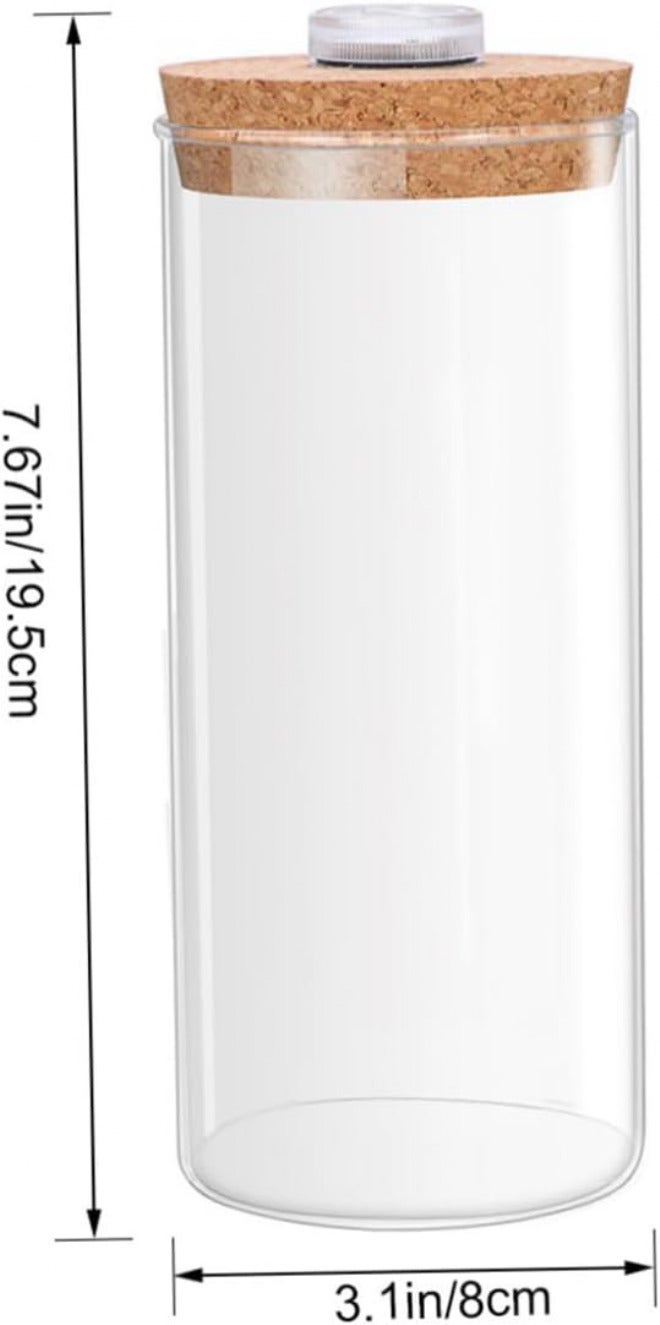 Cylindrical LED Light Terrarium Bottle 8x18cm Glass Micro Landscape Decor with Cork Stopper for Home Aquarium - Image 1