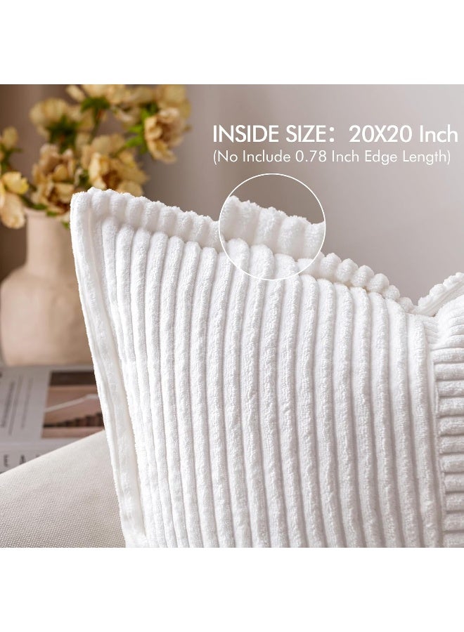 ميولي أغطية وسادة Miuleee Corduroy مع مجموعة الربط من 2 وسادة الأريكة الناعمة الفائقة تغطي وسائد رمي مزخرفة مزخرفة عريضة - Image 2