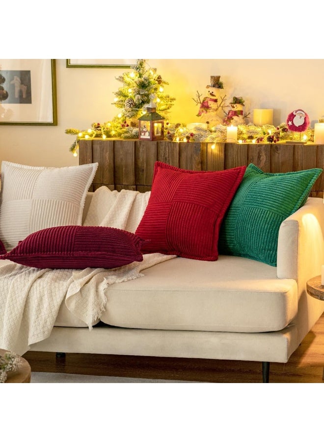 ميولي أغطية وسادة Miuleee Corduroy مع مجموعة الربط من 2 وسادة الأريكة الناعمة الفائقة تغطي وسائد رمي مزخرفة مزخرفة عريضة - Image 4