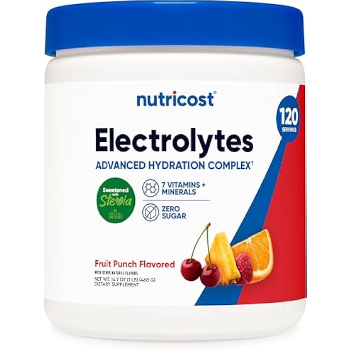 Nutricost Electrolyte Complex Powder (120 Servings, Fruit Punch) - Hydration Supplement Drink Mix with Vitamins and Minerals - Image 1