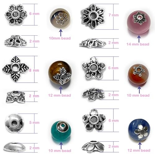 Heather's CF Antique Silver Spacer Bead Caps 600Pcs Bali Style Mixed Tibetan Silver Flower Beads Caps for Bracelet Necklace Earrings Jewelry Making Supplies Findings - Image 2
