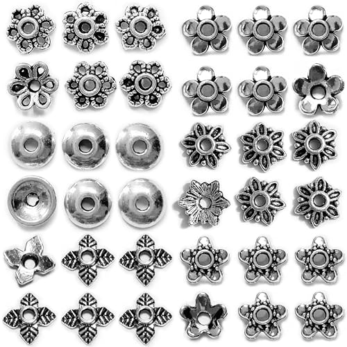 Heather's CF Antique Silver Spacer Bead Caps 600Pcs Bali Style Mixed Tibetan Silver Flower Beads Caps for Bracelet Necklace Earrings Jewelry Making Supplies Findings - Image 1