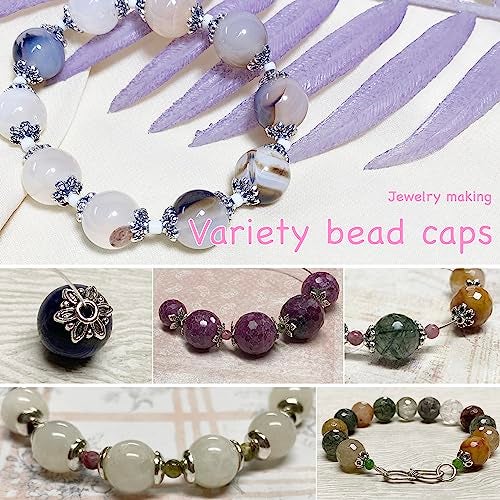 Heather's CF Antique Silver Spacer Bead Caps 600Pcs Bali Style Mixed Tibetan Silver Flower Beads Caps for Bracelet Necklace Earrings Jewelry Making Supplies Findings - Image 5