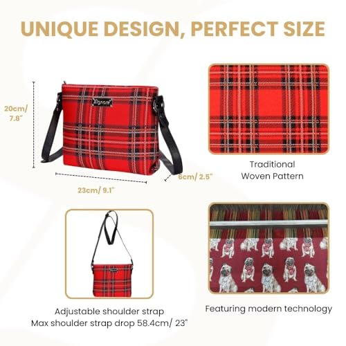 Signare Tapestry Crossbody Bag Shoulder Purse for Women In Red Royal Stewart Tartan Design (XB02-RSTT) - Image 3