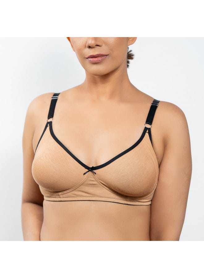 Aadaraya Set of 3 - Aadaraya Solid A-frame Bra with Hook and Eye Closure - Image 2