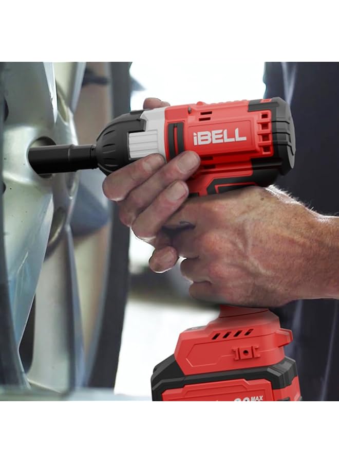 آي بيل طقم مفتاح ربط صدمي لاسلكي Ibell Bw20-50، 20 فولت، ½ بوصة، عزم دوران 650 نيوتن متر، عزم أقصى 500 نيوتن متر، سرعة دوران 2200 دورة في الدقيقة، 3200 دورة في الدقيقة، بطارية 4.0 أمبير/ساعة، مقابس صدمية، شاحن سريع، وصندوق BMC - Image 2