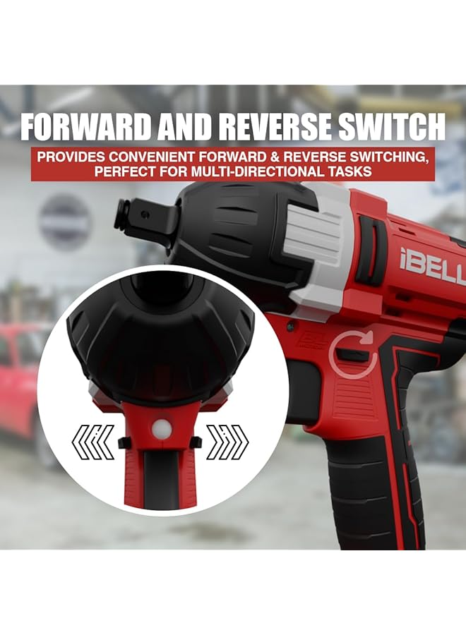 آي بيل طقم مفتاح ربط صدمي لاسلكي Ibell Bw20-50، 20 فولت، ½ بوصة، عزم دوران 650 نيوتن متر، عزم أقصى 500 نيوتن متر، سرعة دوران 2200 دورة في الدقيقة، 3200 دورة في الدقيقة، بطارية 4.0 أمبير/ساعة، مقابس صدمية، شاحن سريع، وصندوق BMC - Image 4
