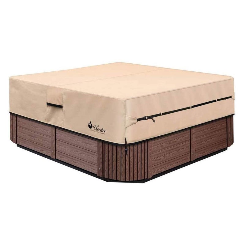 UCEDER Waterproof Hot Tub Cover Outdoor Spa Cover (86''x86 x 20'') 600D Heavy Duty Polyester Hot Tub Cover Protector(Brown) - Image 1