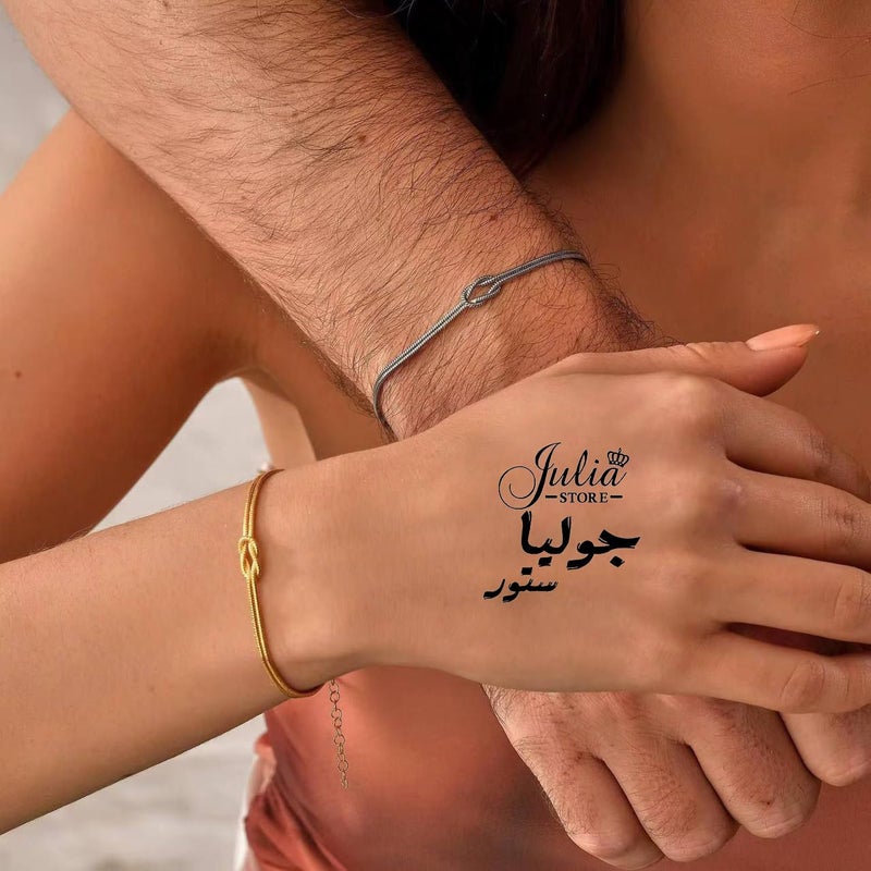 أساور متطابقة من الفولاذ المقاوم للصدأ مطلية بالذهب عيار 18 قيراطًا، مناسبة للرجال والنساء، بتصميم عقدة الحب، وسلسلة الثعبان الرقيقة، وسوار إنفينيتي الأبدي، وسوار الصداقة القابل للتعديل، وهدية مجوهرات مميزة. إسورة حريمي أنيقة من الستانلس ستيل بتصميم عصري، مقاومة للصدأ، مناسبة للاستخدام اليومي والهدايا - Image 4