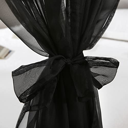 WANFASO Chiffon Black Bed Canopy Queen Size, Gothic Style Girls Canopy Bed Curtains, 4 Post Bed Curtains for Adult Room Decor - Image 5