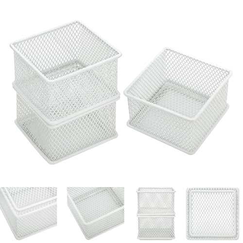 Annova Stackable Mesh Drawer Cabinet and Shelf Organizer Bins Storage Basket School Office Supply Holder Tray- Set of 2 (White, 3x3x2 Inch) - Image 3