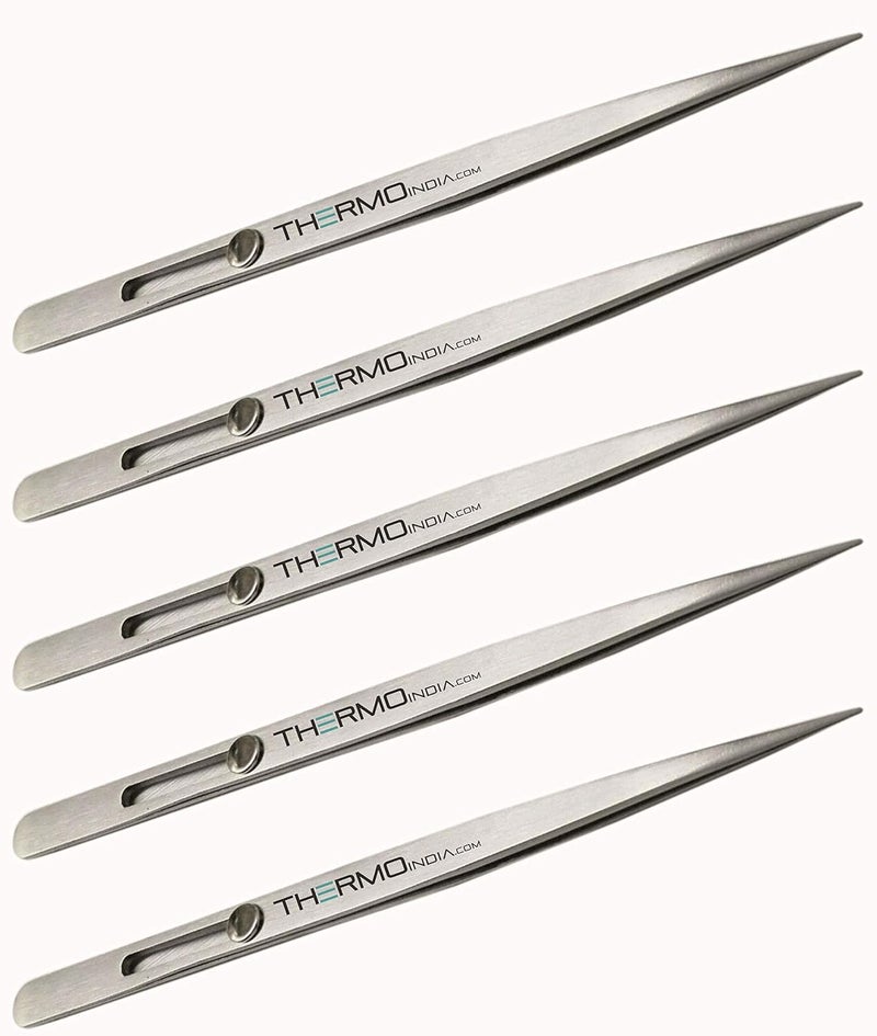 Thermo Slide Button Locking Tweezer with Fine Tip (12 cms) (5 Pieces) - Image 1