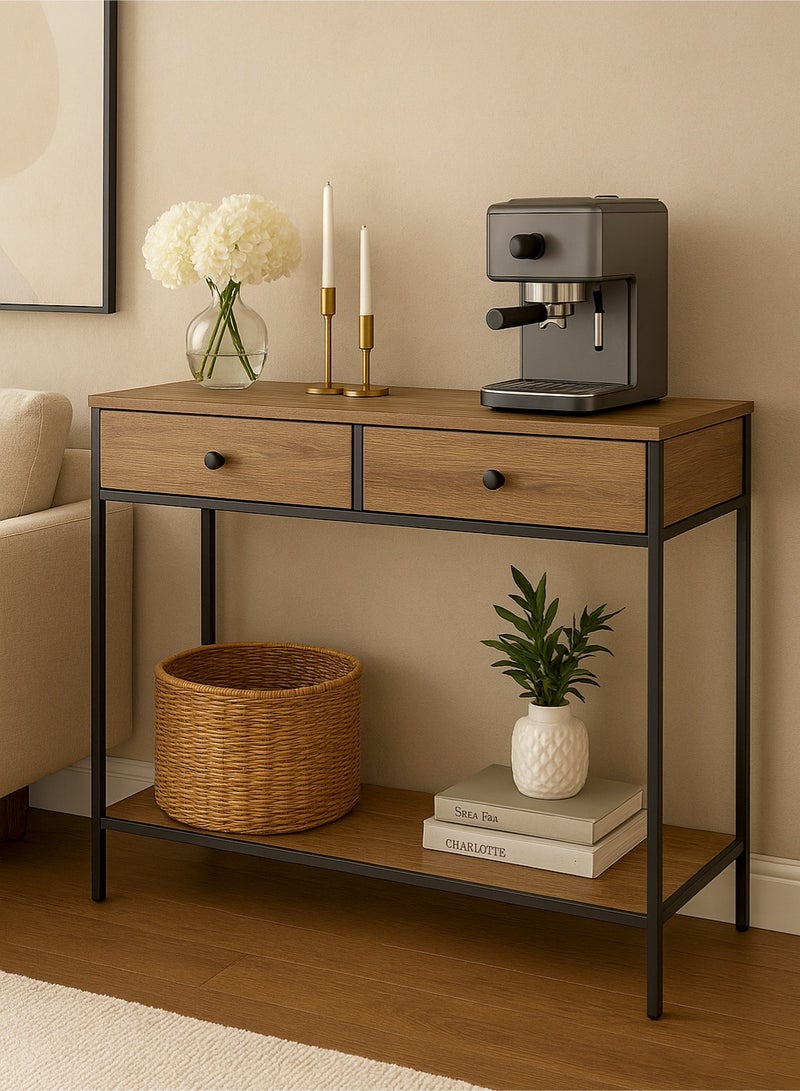 AGD Coffee Table For Living Room  Console Table with Drawers Wooden Worktop Table 2 Drawers Bottom Shelf for Living Room ,hallway, Corridor - Image 1