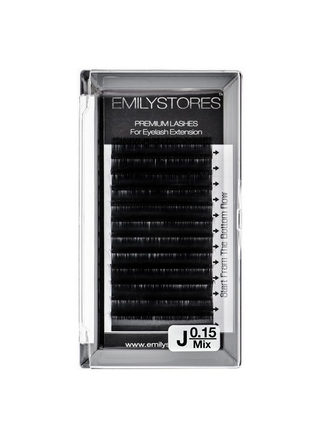 إميليستورز رموش صناعية بسمك 0.15 مم، تجعيد على شكل حرف J، أحجام مختلطة، طول 8-14 مم، حجم فردي، رموش طبيعية لتمديد الرموش الصناعية (0.15، J، مختلط 8-14 مم) - Image 1
