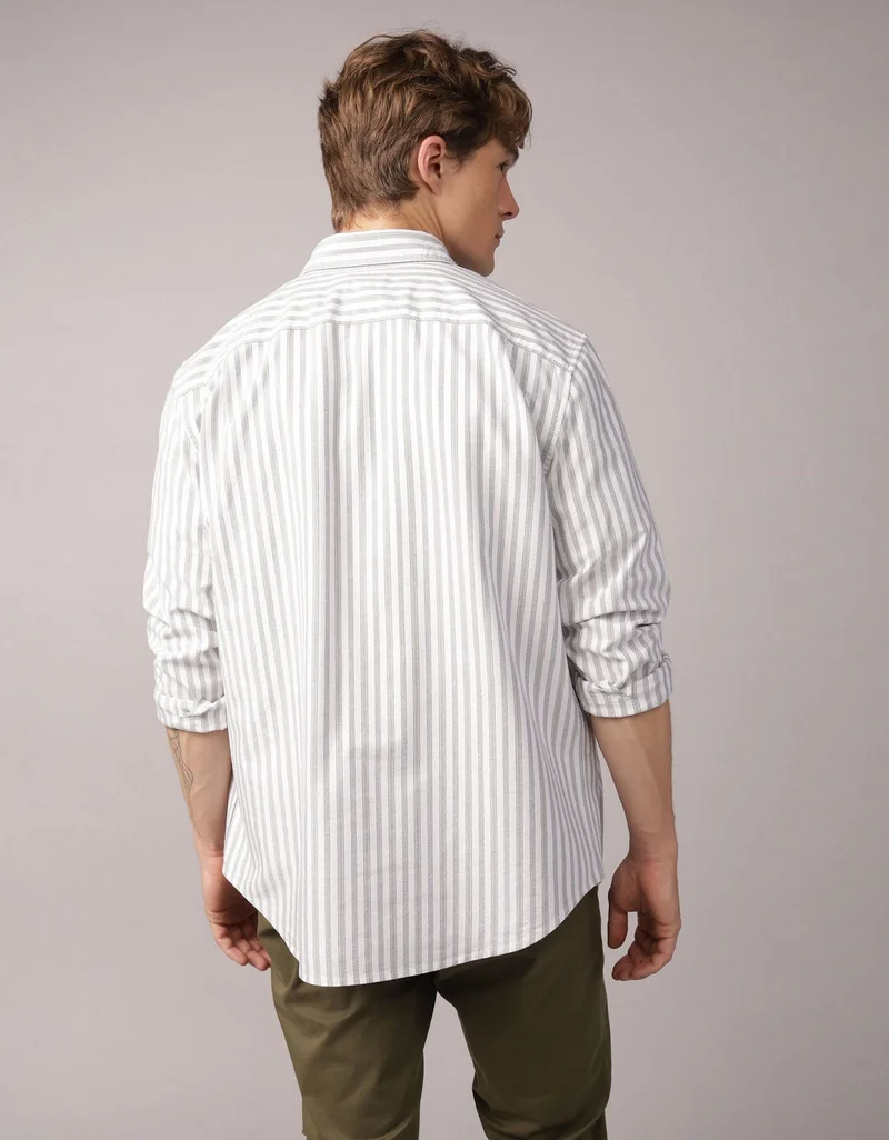 امريكان ايجل قميص أكسفورد بأزرار ونمط مخطط للارتداء اليومي