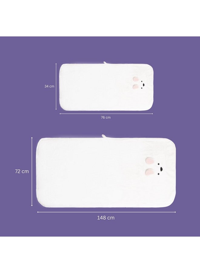 The Little Lookers Microfiber Kids Bath And Hand Towel|Quick Dry| Super Absorbent| Super Soft Rabbit Bath Towel For Babies|Toddler(White,Pack Of 2) - Image 2