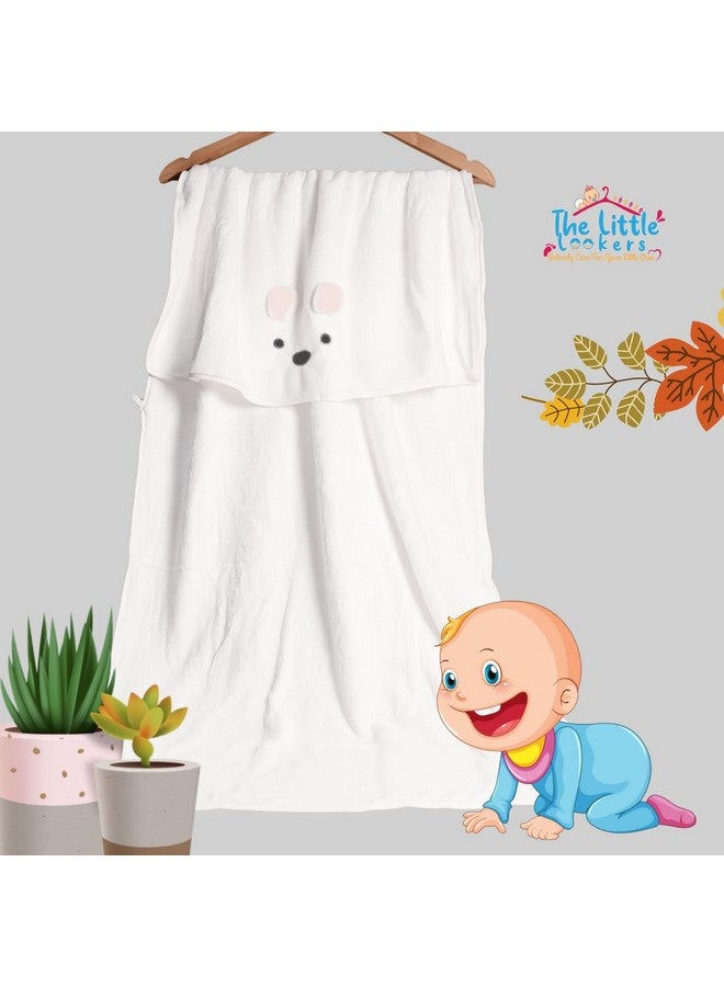 The Little Lookers Microfiber Kids Bath And Hand Towel|Quick Dry| Super Absorbent| Super Soft Rabbit Bath Towel For Babies|Toddler(White,Pack Of 2) - Image 4