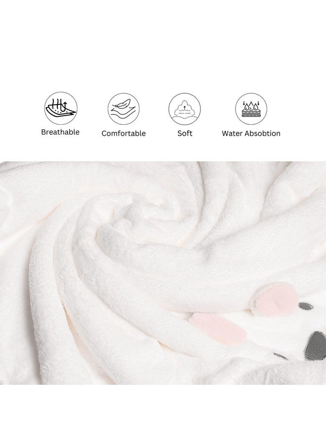 The Little Lookers Microfiber Kids Bath And Hand Towel|Quick Dry| Super Absorbent| Super Soft Rabbit Bath Towel For Babies|Toddler(White,Pack Of 2) - Image 3