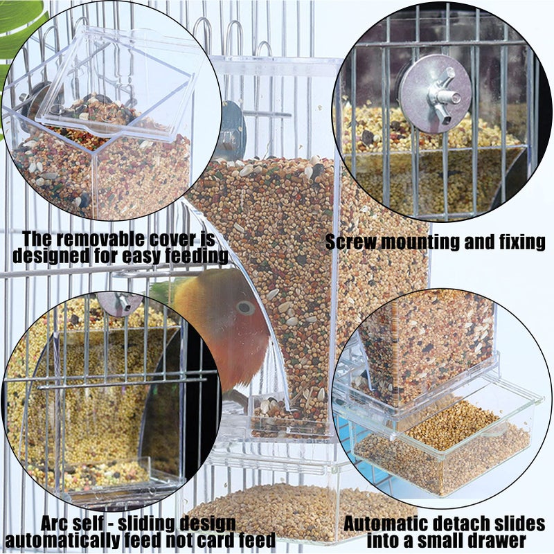 Hamiledyi Automatic Parrot Feeder for Lovebirds, Transparent Seed Container, Acrylic Cage Accessories, No Mess Food Dispenser for Small and Medium Birds - Image 3