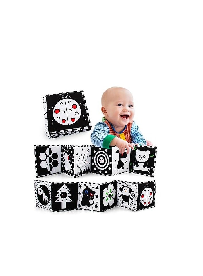 PROMASS Baby Books,Black and White High Contrast Baby Toys Gifts, Crinkle Cloth Books for Newborn Infant Babies 0 3 6 9 12 Months, Early Education Learning Bath Book Sensory Toy - Image 1