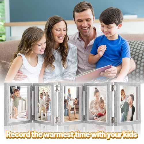 Big Gun Biggun 4x6in 5 Folding Accordion Picture Frame - Foldable Hinged Collage Photo Frames for Tabletop Display Multiple Family Pictures Mother's Day Birthday Gifts (Gray Blue) - Image 3
