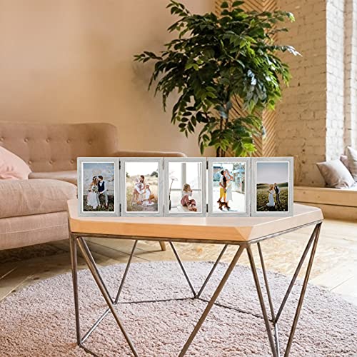 Big Gun Biggun 4x6in 5 Folding Accordion Picture Frame - Foldable Hinged Collage Photo Frames for Tabletop Display Multiple Family Pictures Mother's Day Birthday Gifts (Gray Blue) - Image 5