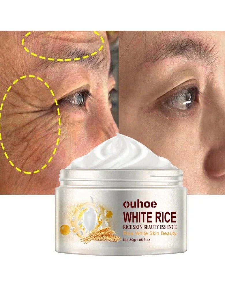 OUHOE Face Moisturizer Hydration Face Cream, White Rice Rejuvenating Moisturizing Face Serum. Instant Remove Wrinkles Collagen Face Cream, Smooth Face Essence For Nourishing, Tightening Pores Fine Lines - Image 1