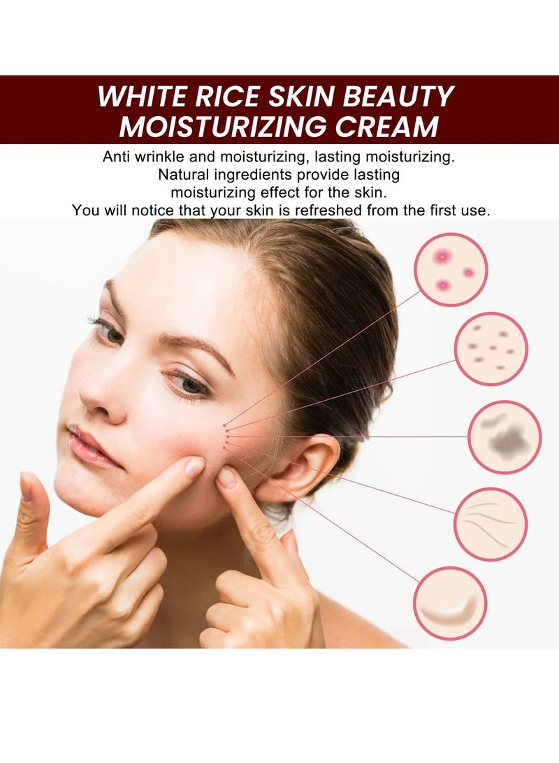 OUHOE Face Moisturizer Hydration Face Cream, White Rice Rejuvenating Moisturizing Face Serum. Instant Remove Wrinkles Collagen Face Cream, Smooth Face Essence For Nourishing, Tightening Pores Fine Lines - Image 2