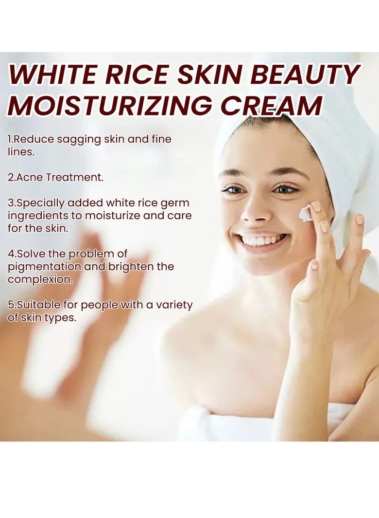 OUHOE Face Moisturizer Hydration Face Cream, White Rice Rejuvenating Moisturizing Face Serum. Instant Remove Wrinkles Collagen Face Cream, Smooth Face Essence For Nourishing, Tightening Pores Fine Lines - Image 4