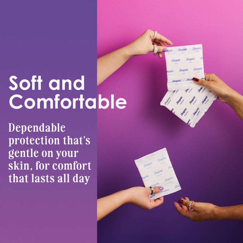 August Super Cotton Menstrual Pads, 72-Pack Ultra Thin Pads with Wings, Hypoallergenic Sanitary Napkins with Organic Cotton Topsheet, Compostable Wrappers, Toxin Free, Fragrance Free - Image 4