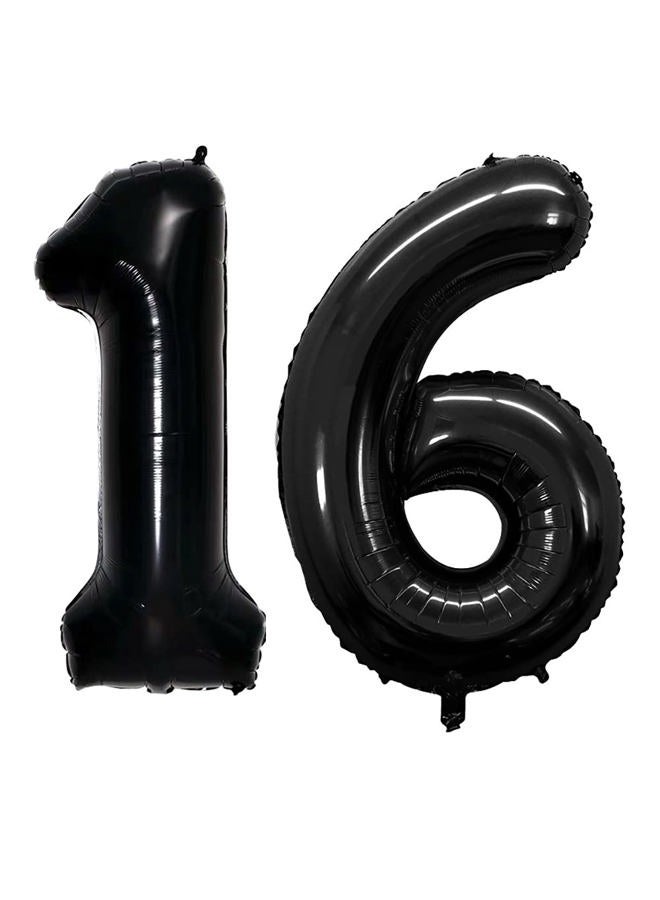 GOER 16 Number Balloons for 16th Birthday Party Decorations Sweet 16 Party Supplies (Black) - Image 1