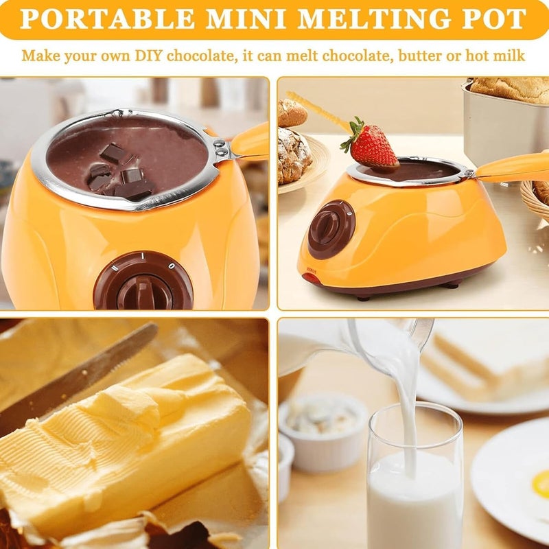 Portible طقم وعاء ذوبان الشوكولاتة لصنع الحلوى المنزلية، الزبدة والجبن – صانع متعدد الوظائف مع شوكات، ملعقات، قوالب سيليكون، رف تجفيف، فوندو سهل الذوبان، الخبز، غمس الحلوى - Image 4