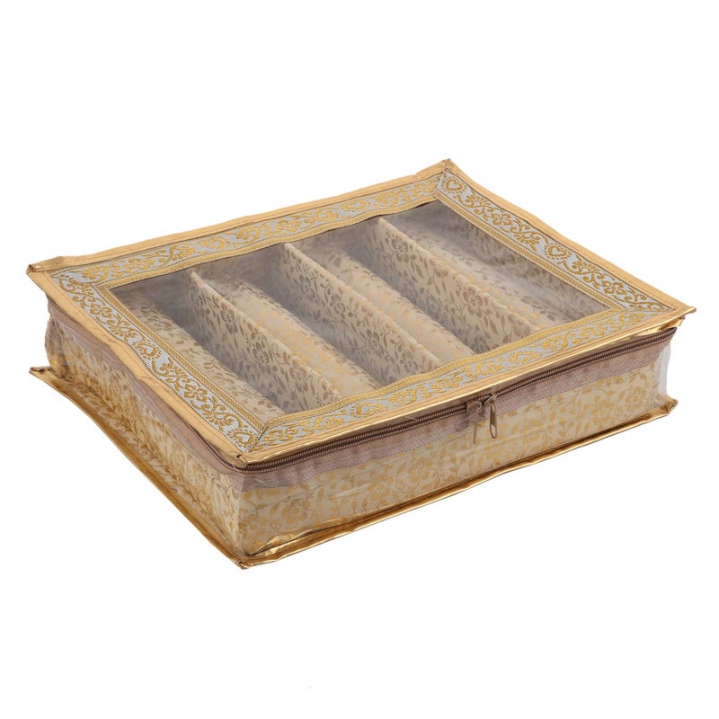 Kuber Industries Kuber Industries Brocade Hardboard 2 Pieces Four Rod Bangle Box (Gold) - CTKTC021174  - Image 3