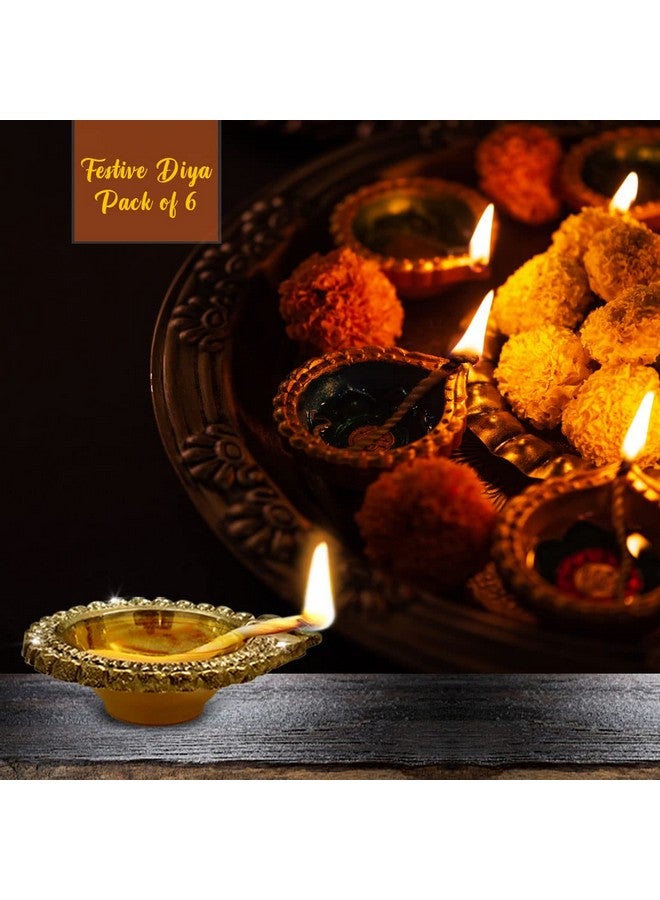 Shubhkart Nitya Brass Dhan Kuber Diya for Daily Puja & Festival Time (Pack of 6) Traditional Kuber Deepak for Home,Temples,Office, Festive Gifts|Unique Decorative Item(6.1cm Length x 4.2 Height) 180Gm - Image 3