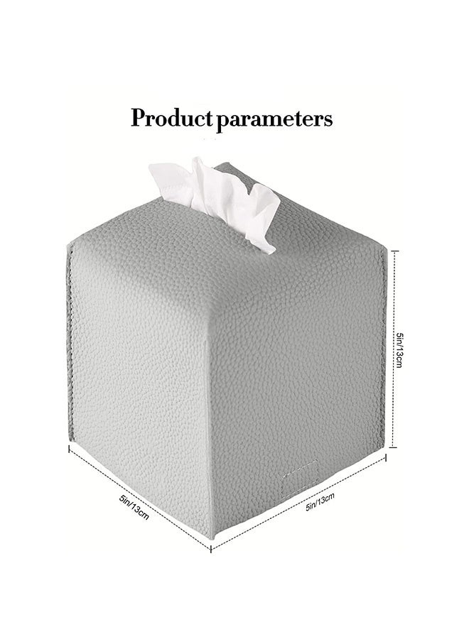 Peachjoy Tissue Box Cover for Modern PU Leather Simple Solid Color Holder Square Tissue Bag, Ideal for Bathrooms,Office,Car,Outdoor Tent,Dining Table, 13 * 13 * 13cm, Silver Gray - Image 2