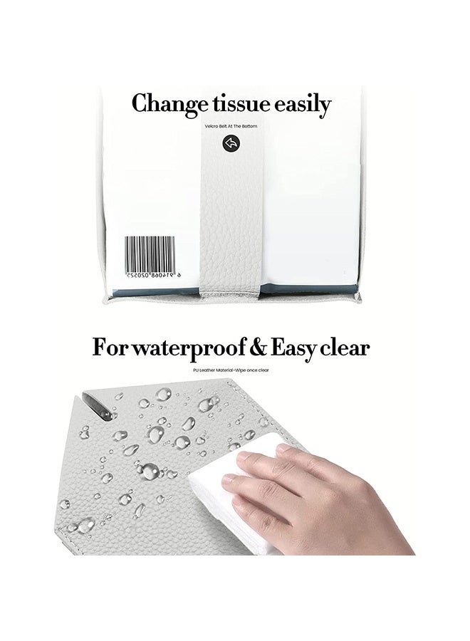 Peachjoy Tissue Box Cover for Modern PU Leather Simple Solid Color Holder Square Tissue Bag, Ideal for Bathrooms,Office,Car,Outdoor Tent,Dining Table, 13 * 13 * 13cm, Silver Gray - Image 5