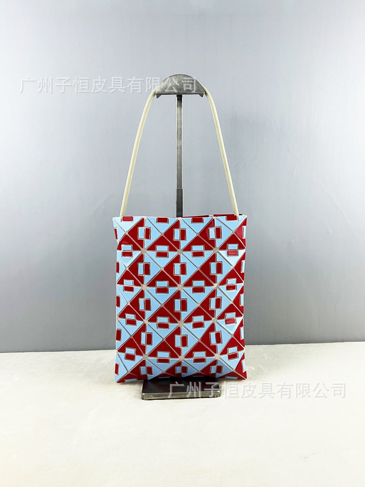 Lingge January 4X5 Grid Shoulder Handbag Mixed Crossbody Small Square Box Geometric Sequin Bag - Image 3