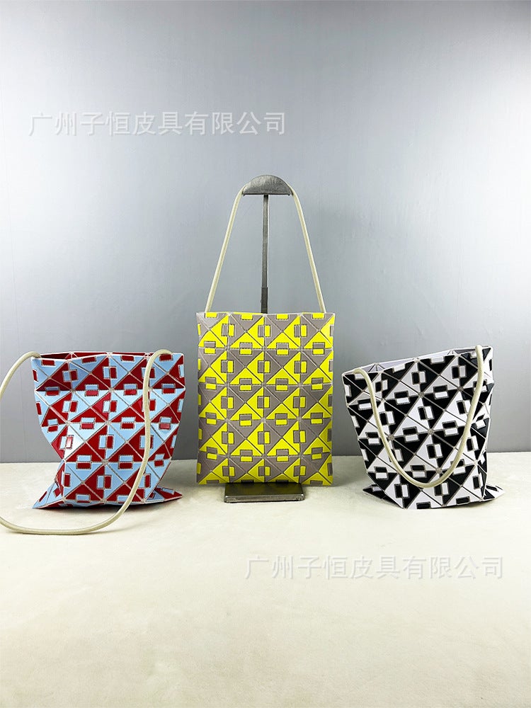 Lingge January 4X5 Grid Shoulder Handbag Mixed Crossbody Small Square Box Geometric Sequin Bag - Image 5