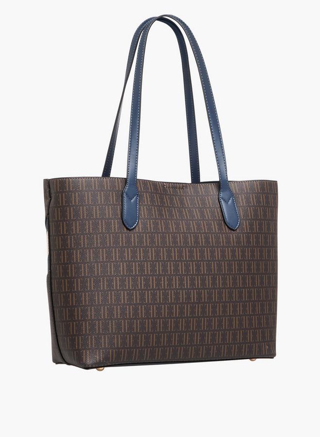 ايل حقيبة يد بطبعة شعار بمقابض مزدوجة وإغلاق بسحاب - Image 3