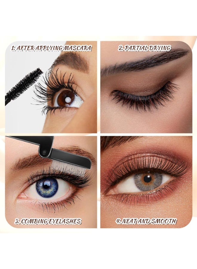 2 قطعة من مشط الرموش القابل للطي، أداة فصل الرموش، مشط الحواجب الأسود بأسنان معدنية، أداة فرشاة الرموش للرموش والحواجب. - Image 4