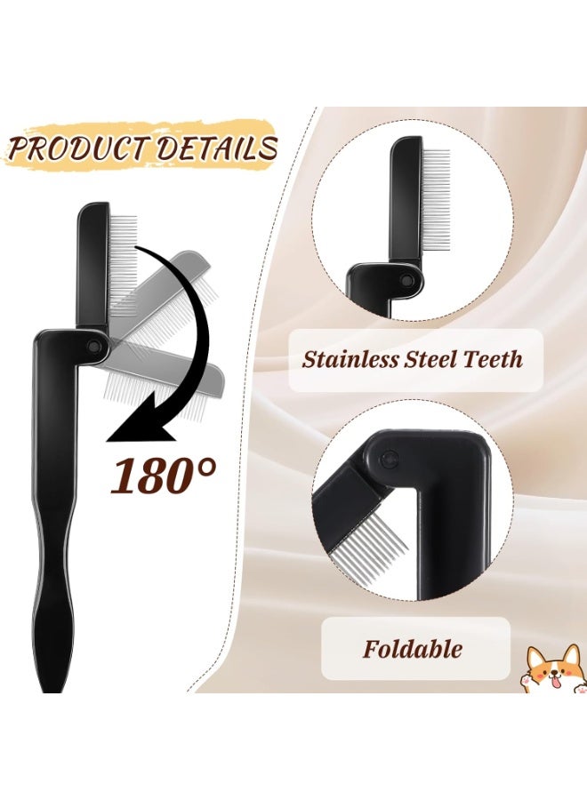 2 قطعة من مشط الرموش القابل للطي، أداة فصل الرموش، مشط الحواجب الأسود بأسنان معدنية، أداة فرشاة الرموش للرموش والحواجب. - Image 3