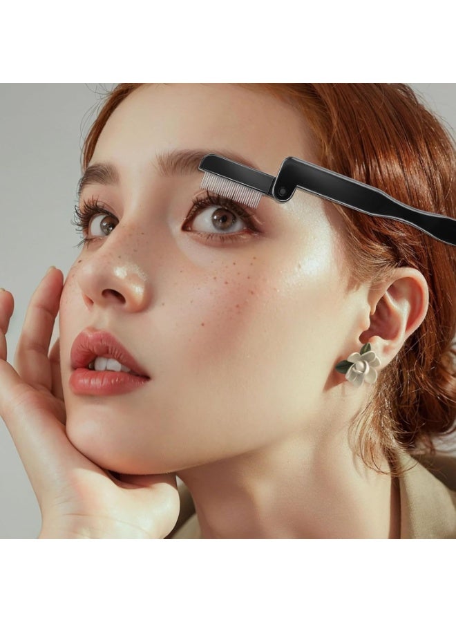 2 قطعة من مشط الرموش القابل للطي، أداة فصل الرموش، مشط الحواجب الأسود بأسنان معدنية، أداة فرشاة الرموش للرموش والحواجب. - Image 5