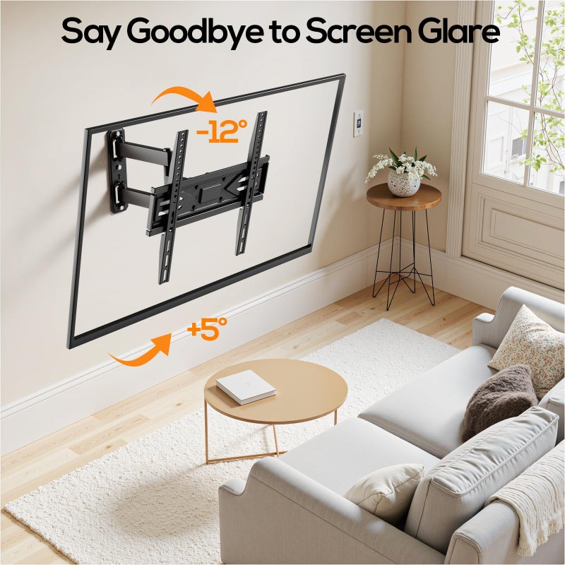 IWORKBOARD 40 43 50 55 inch Full Motion Corner TV Wall Mount for Most 32-65 inch Flat & Curved TVs, Articulating Swivel & Tilt TV Mount Bracket, up to 80 lbs,VESA 400x400mm, Single Stud Perfect Center - Image 3