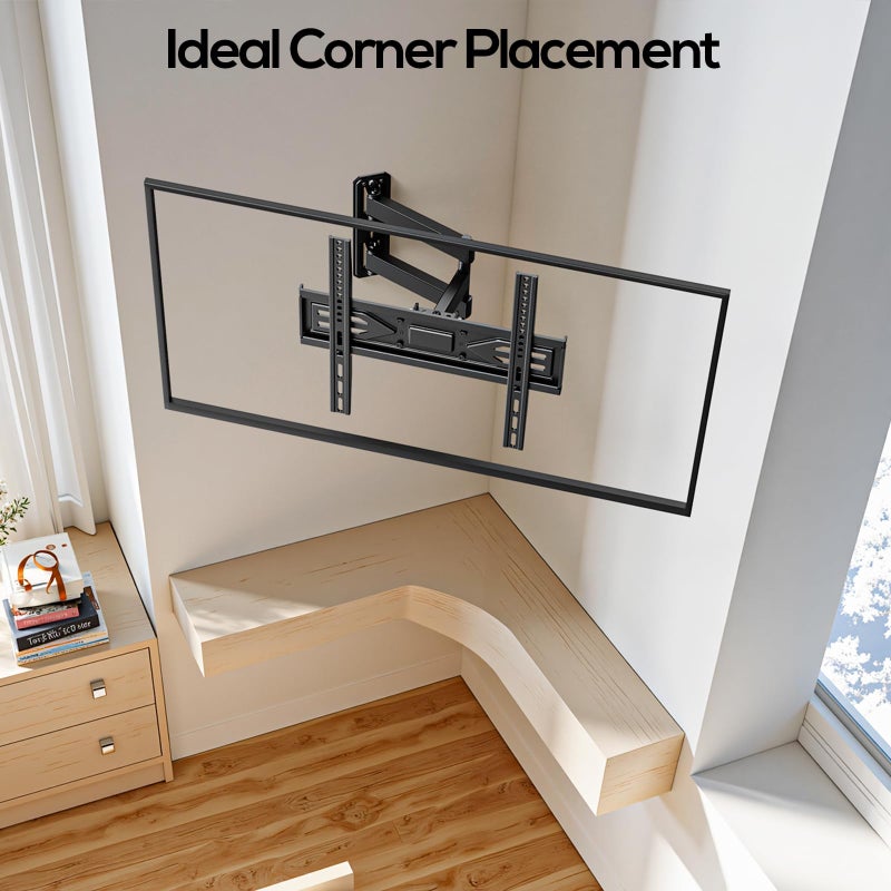IWORKBOARD 40 43 50 55 inch Full Motion Corner TV Wall Mount for Most 32-65 inch Flat & Curved TVs, Articulating Swivel & Tilt TV Mount Bracket, up to 80 lbs,VESA 400x400mm, Single Stud Perfect Center - Image 5