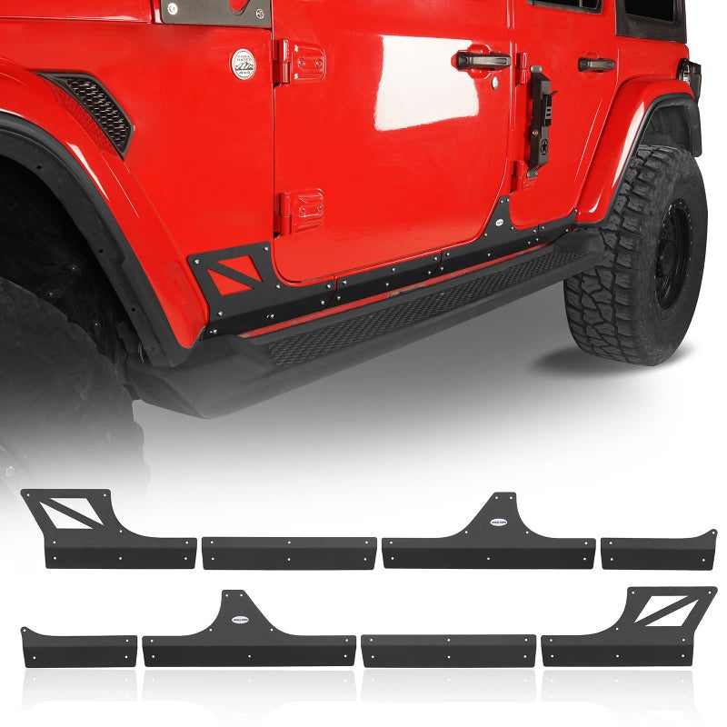 Hooke Road for Jeep Rocker Panel Guards Body Armor Cladding Skid Plate Slider for Jeep Wrangler JL Unlimited 4Door 2018 2019 2020 2021 2022 2023 2024 2025