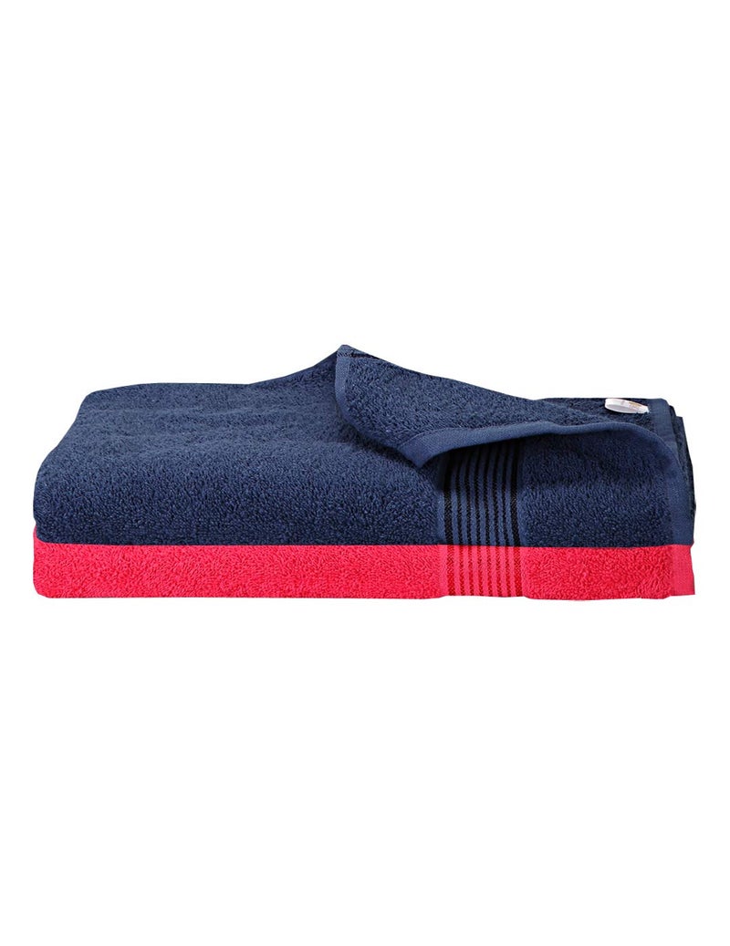 KOPA by Bianca 400 GSM 100% Cotton Soft Terry Towel l 2pc Bath Towel l Bath Towel Cotton l Towel Bath l D`Ross l Navy Blue-Pink - Image 1